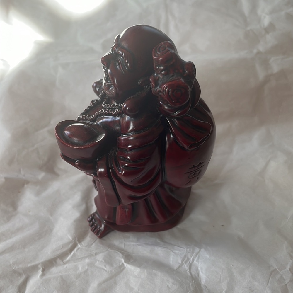 Burgundy Laughing Buddha Figurine - Picture 4 of 4